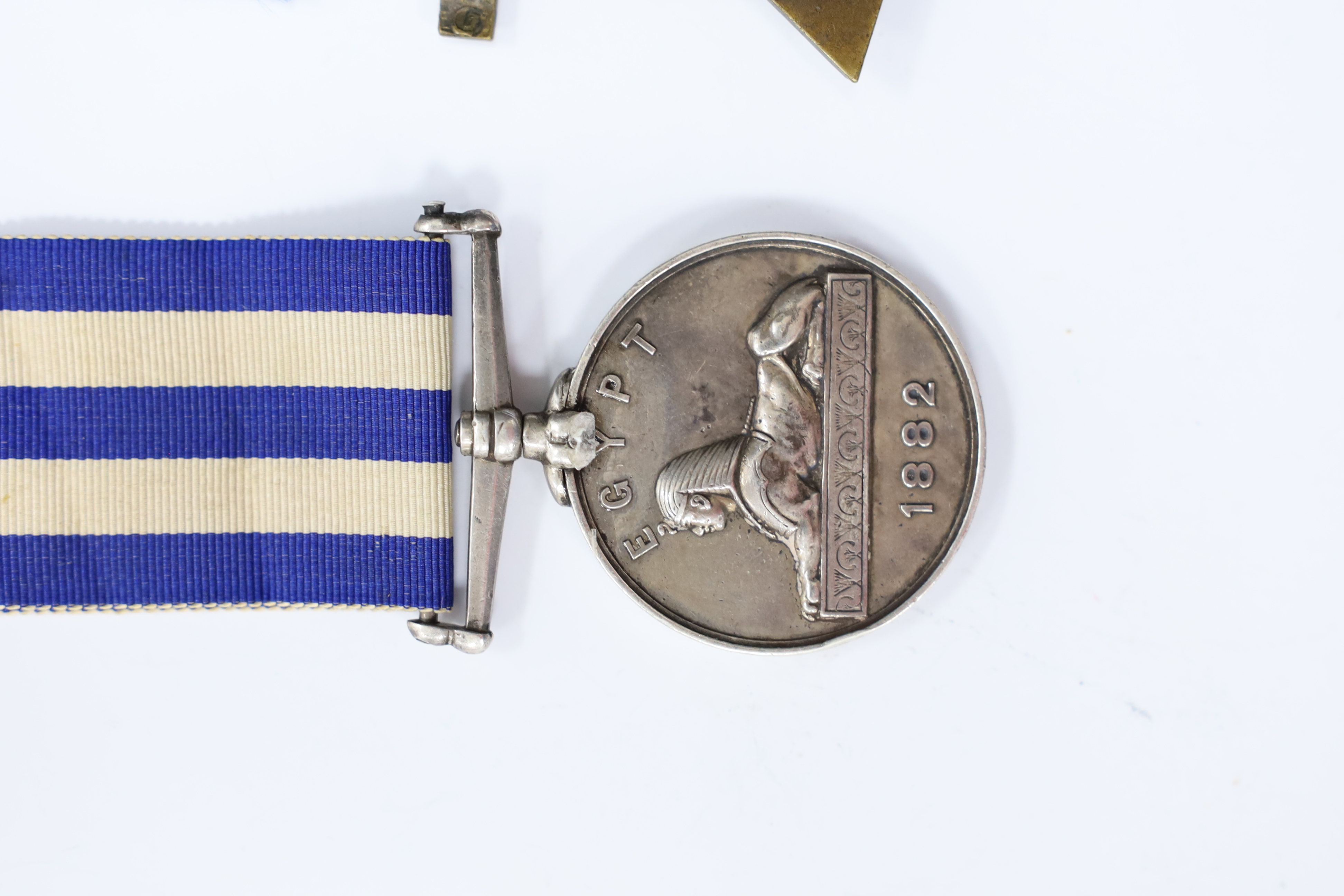 An Egypt Medal 1882-89 to 2636 Pte R.Hopwood. 2/Derby,R. and a Khedive's Star 1882.